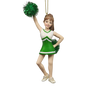 Pom-Pom Cheerleader Ornament - Green - 5.5 Inches