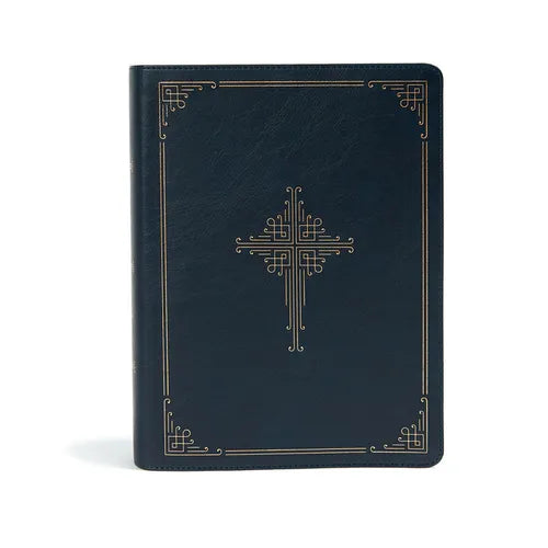 CSB Ancient Faith Study Bible, Navy Leathertouch: Black Letter, Church Fathers, Study Notes and Commentary, Ribbon Marker, Sewn Binding, Easy-To-Read - Imitation Leather