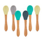 OiOi Silicone Baby Spoon with Bamboo Handle - Eco-Friendly, Safe, and Durable - 2 Pack