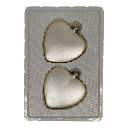 Matte "Natural Velvet" Glass Heart Ornaments – Set of Two