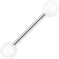White Silicone Coated Acrylic Ball End Barbell Tongue Ring