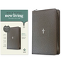 NLT Thinline Reference Zipper Bible, Filament Enabled (Leatherlike, Textured Cross Gray, Red Letter) - Imitation Leather