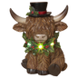 Lighted Resin Holiday Highland Cow in Top Hat