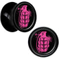 Black Acrylic Pink Grenade Saddle Plug Set 00G