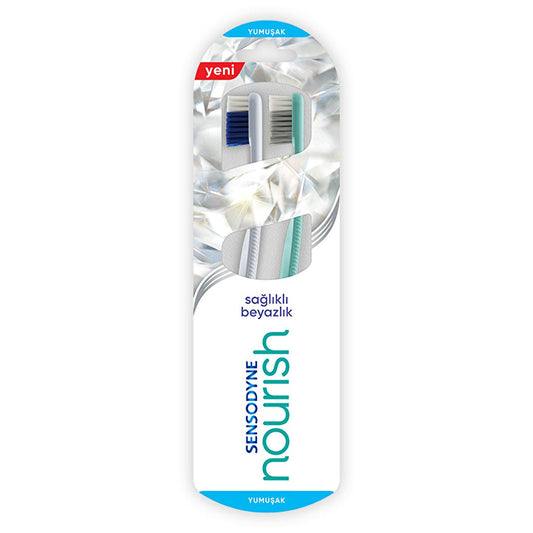 Sensodyne Manual Toothbrush for Sensitive Teeth - Soft Bristle, Eco-Friendly Packaging, Stain Removal - 1+1 Pack