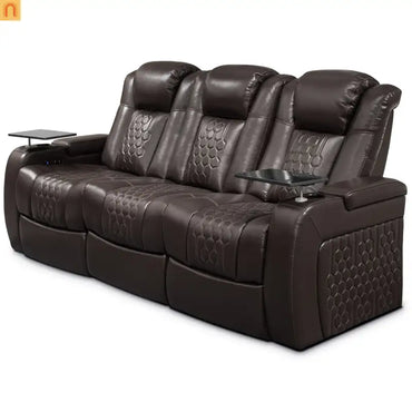 Recliner Top-Grain Leather Coffee RGB LED 34-Color USB-C
