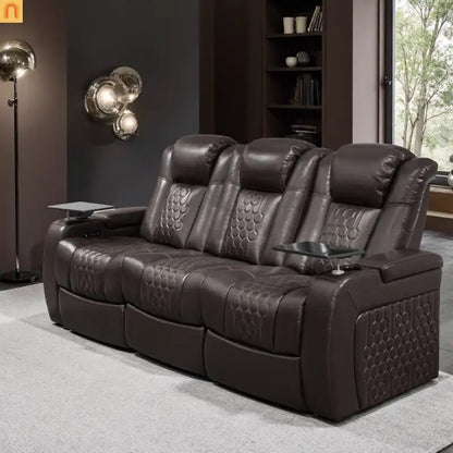 Recliner Top-Grain Leather Coffee RGB LED 34-Color USB-C