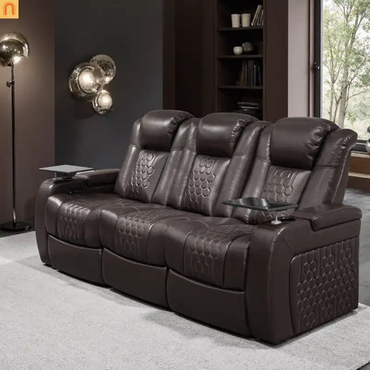 Recliner Top-Grain Leather Coffee RGB LED 34-Color USB-C