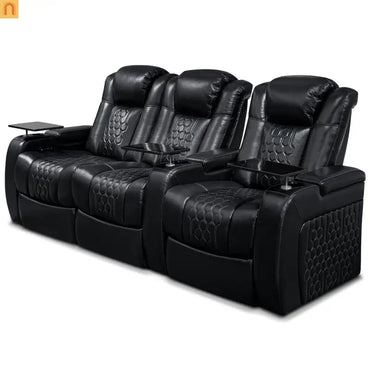 Recliner Top-Grain Leather Black RGB LED 15-Color USB-C