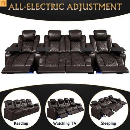 Recliner Top-Grain Leather Coffee RGB LED 41-Color USB-C