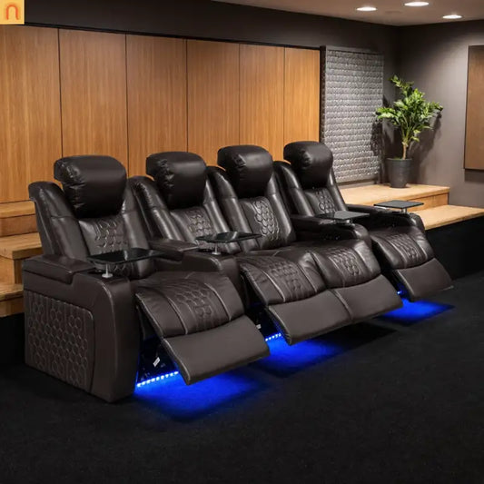 Recliner Top-Grain Leather Coffee RGB LED 41-Color USB-C