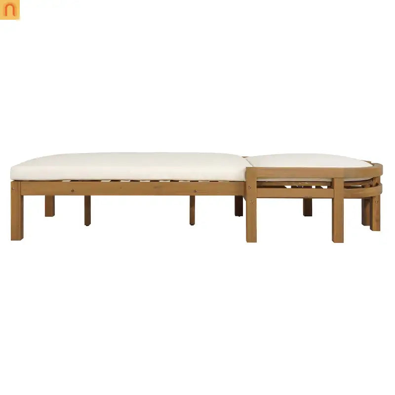 Chaise Lounge Acacia Wood Light Teak 5-Position Adjustable Cushion