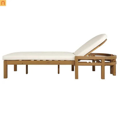 Chaise Lounge Acacia Wood Light Teak 5-Position Adjustable Cushion