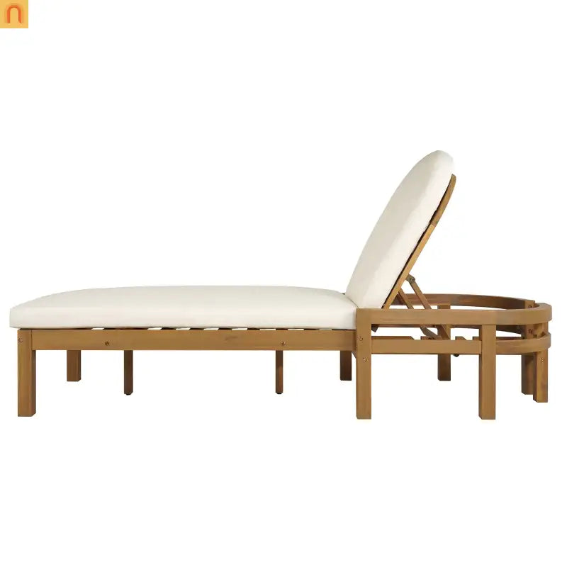 Chaise Lounge Acacia Wood Light Teak 5-Position Adjustable Cushion