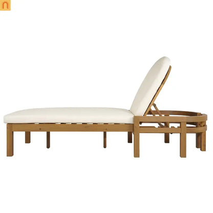 Chaise Lounge Acacia Wood Light Teak 5-Position Adjustable Cushion