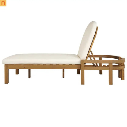 Chaise Lounge Acacia Wood Light Teak 5-Position Adjustable Cushion