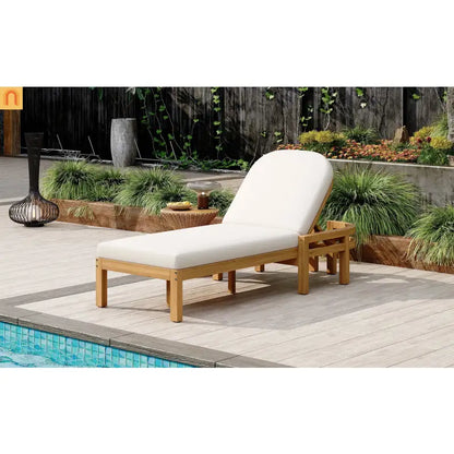 Chaise Lounge Acacia Wood Light Teak 5-Position Adjustable Cushion