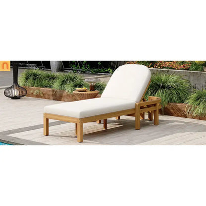 Chaise Lounge Acacia Wood Light Teak 5-Position Adjustable Cushion