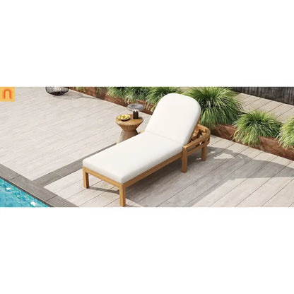 Chaise Lounge Acacia Wood Light Teak 5-Position Adjustable Cushion