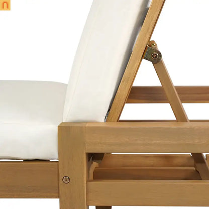 Chaise Lounge Acacia Wood Light Teak 5-Position Adjustable Cushion