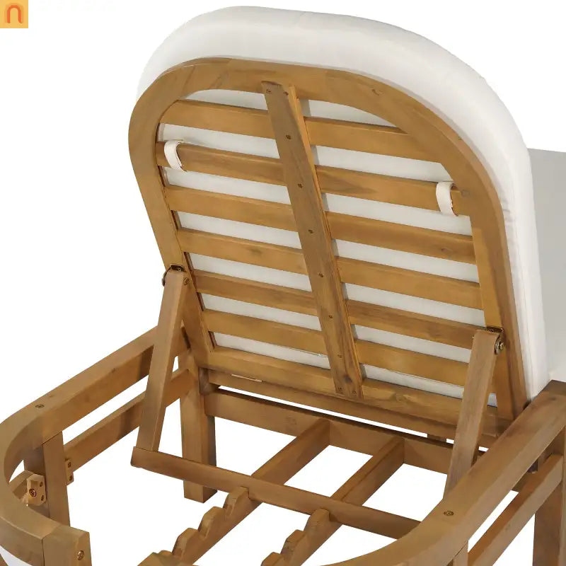 Chaise Lounge Acacia Wood Light Teak 5-Position Adjustable Cushion