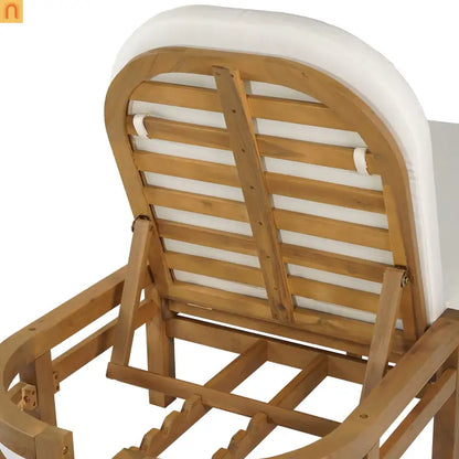 Chaise Lounge Acacia Wood Light Teak 5-Position Adjustable Cushion