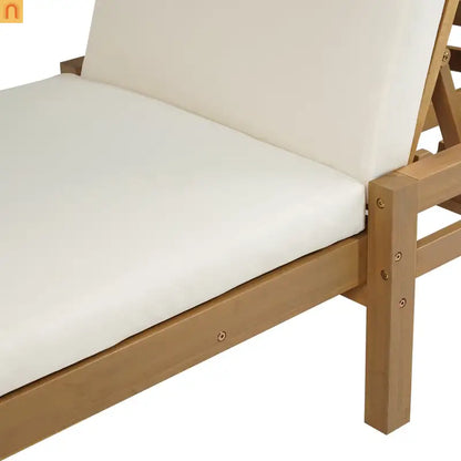 Chaise Lounge Acacia Wood Light Teak 5-Position Adjustable Cushion