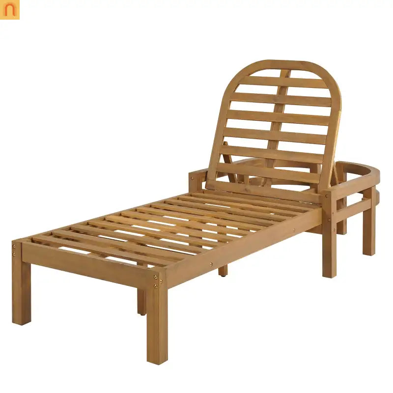Chaise Lounge Acacia Wood Light Teak 5-Position Adjustable Cushion