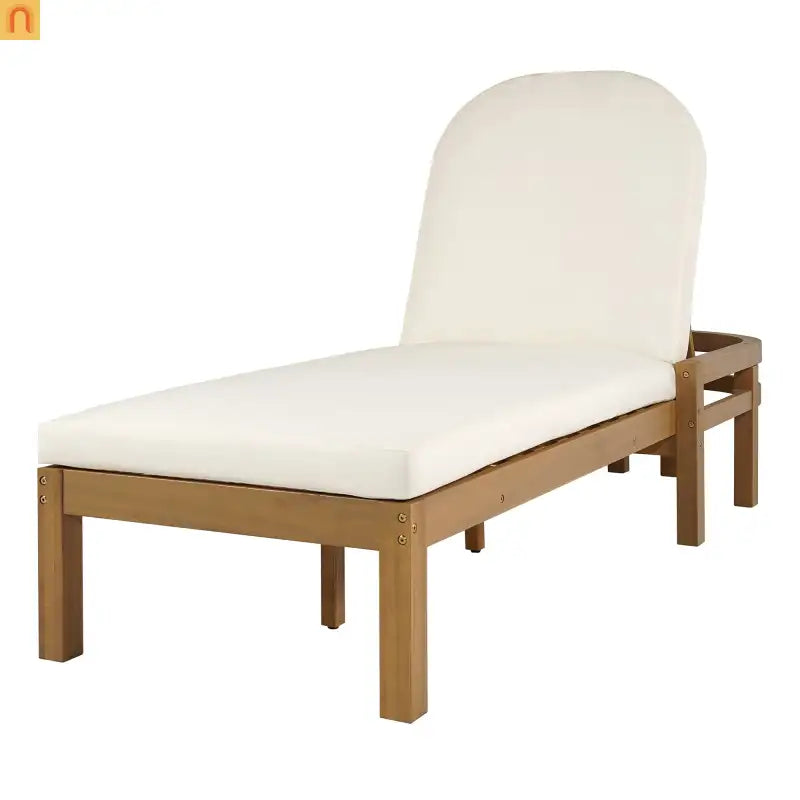 Chaise Lounge Acacia Wood Light Teak 5-Position Adjustable Cushion