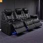 Recliner Set Top-Grain Leather Black 3-Seat RGB 17-Color USB-C