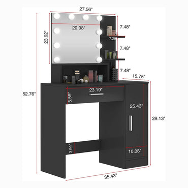 Rectangular Makeup Table with Mirror