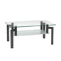 Rectangular Tempered Metal Tube Leg Living Room Glass Coffee Table
