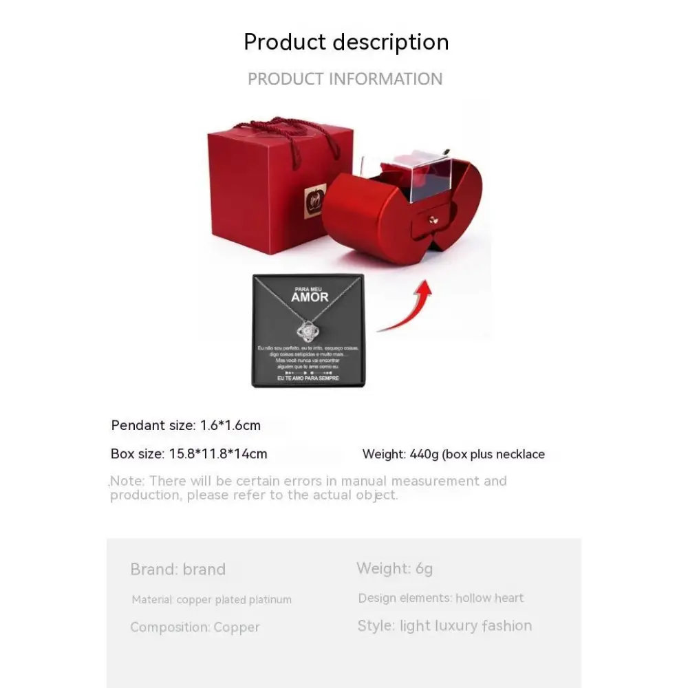 Red Apple Jewelry Box with Rose and Necklace