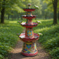 Red & Blue Rim Talavera Fountain | Multicolor Tiered Design