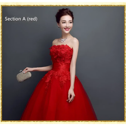 Red Lace Upscale Wedding Evening Dress