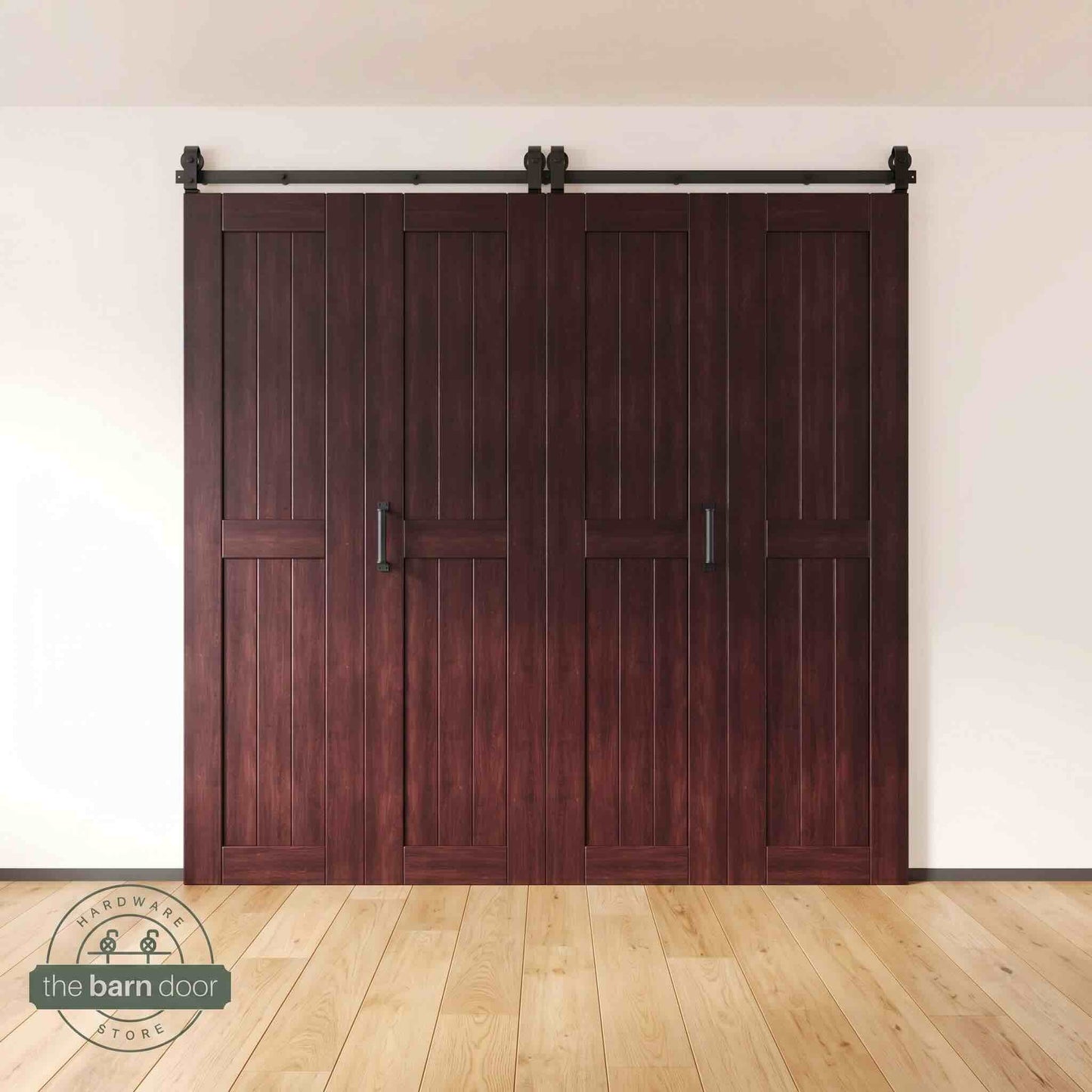 4-Door Bifold Barn Door Kit | Black Hardware