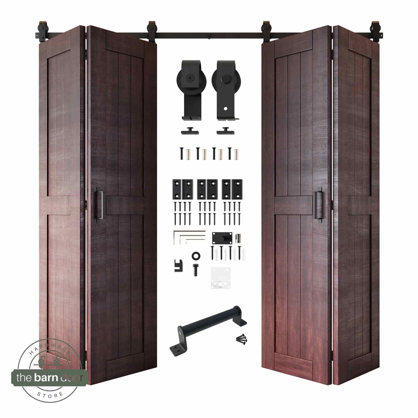 4-Door Bifold Barn Door Kit | Black Hardware