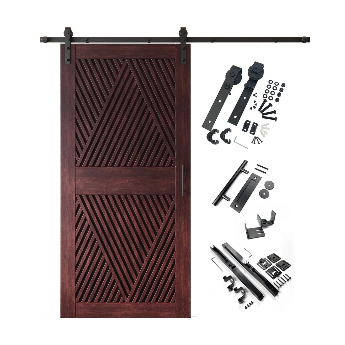 Diamond Pattern Barn Door Kit | Black Hardware