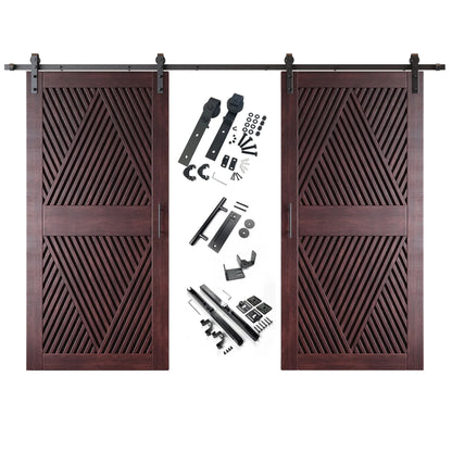 Diamond Pattern Double Door Barn Door Kit | Black Barn Door Hardware