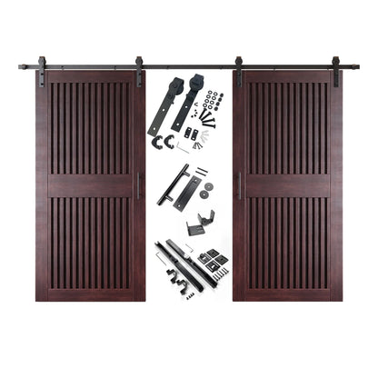 Vertical Slat Double Door Barn Door Kit | Black Barn Door Hardware