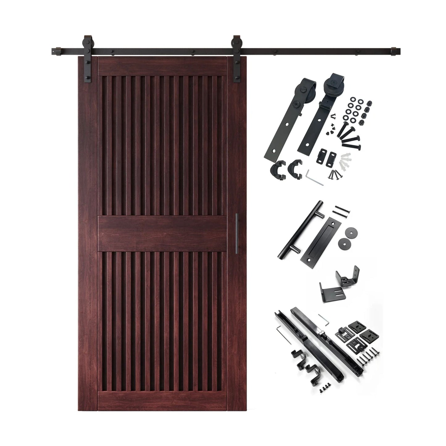 Vertical Slat Barn Door Kit | Black Hardware