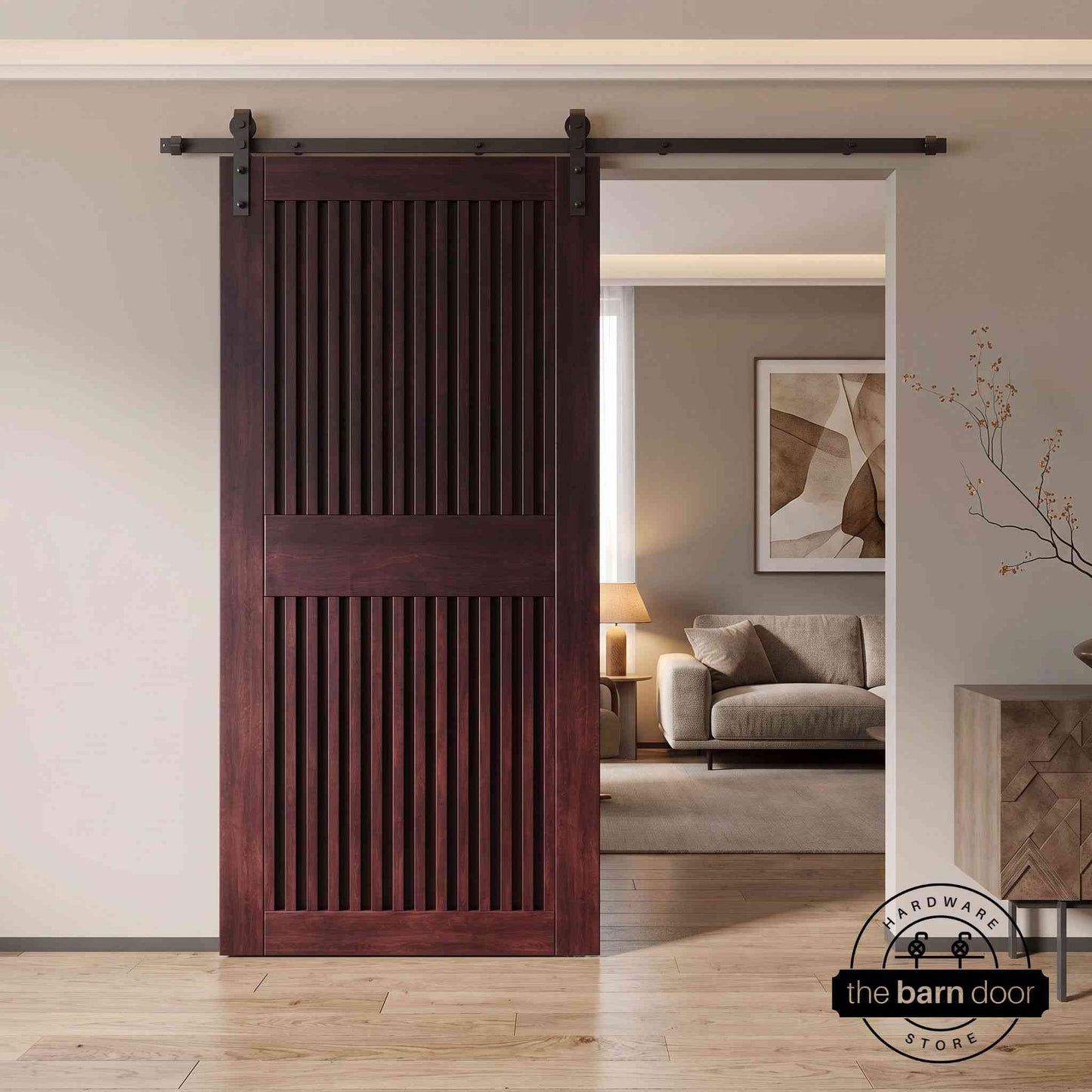 Vertical Slat Barn Door Kit | Black Hardware