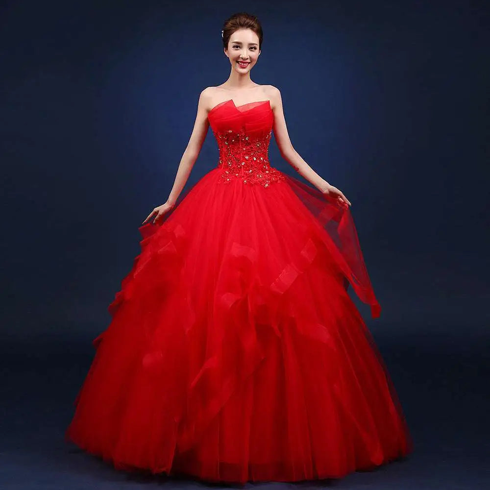 Red One-Shoulder Wedding Dresses Neatly Slim