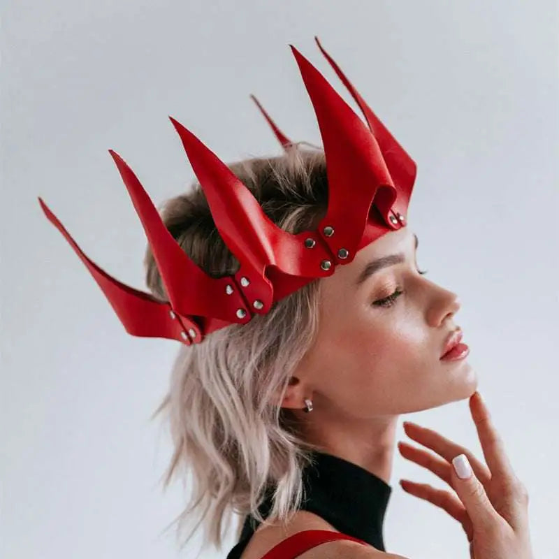 Red Spiked Leather Crown Performance Accessories