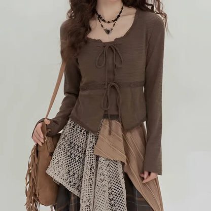 Retro Minority Irregular Plaid A Line Skirt
