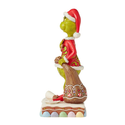 Grinch Eating Gingerbread Cookie and Milk