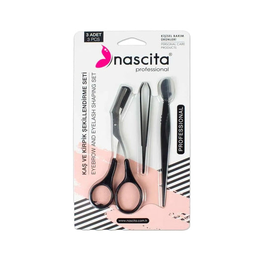 Nascita Eyebrow and Eyelash Grooming Set - 3 Piece Precision Kit for Women and Men, Includes Scissors, Tweezers, and Razor for Perfect Shaping