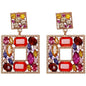 Rhinestone Square Drop Earrings