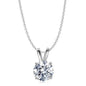 Rhodium Plated Round Cut Crystal Pendant Necklace