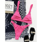 Rib Ring Linked High Cut Bikini Swimsuit
